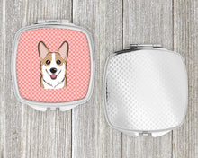Load image into Gallery viewer, Checkerboard Pink Corgi Compact Mirror – Stylish Purse Mirror with Artistic Covers BB1253SCM