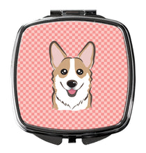 Load image into Gallery viewer, Checkerboard Pink Corgi Compact Mirror – Stylish Purse Mirror with Artistic Covers BB1253SCM
