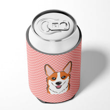 Load image into Gallery viewer, Checkerboard Pink Corgi Can or Bottle Hugger BB1254CC