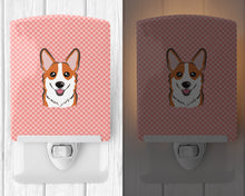 Load image into Gallery viewer, Checkerboard Pink Corgi Ceramic Night Light BB1254CNL