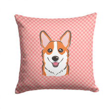 Load image into Gallery viewer, Checkerboard Pink Corgi Canvas Throw Pillow - 14x14 Decorative Pillow – Art for Your Home &amp; Patio BB1254PW1414