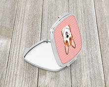 Load image into Gallery viewer, Checkerboard Pink Corgi Compact Mirror – Stylish Purse Mirror with Artistic Covers BB1254SCM