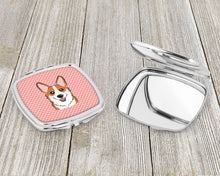 Load image into Gallery viewer, Checkerboard Pink Corgi Compact Mirror – Stylish Purse Mirror with Artistic Covers BB1254SCM