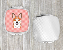 Load image into Gallery viewer, Checkerboard Pink Corgi Compact Mirror – Stylish Purse Mirror with Artistic Covers BB1254SCM