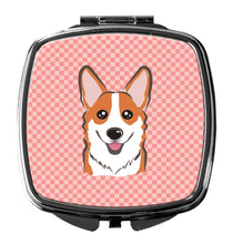 Load image into Gallery viewer, Checkerboard Pink Corgi Compact Mirror – Stylish Purse Mirror with Artistic Covers BB1254SCM
