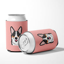 Load image into Gallery viewer, Checkerboard Pink Corgi Can or Bottle Hugger BB1255CC