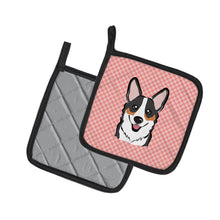 Load image into Gallery viewer, Checkerboard Pink Corgi Pot Holders - Set of 2 - Heat-Resistant Kitchen Essentials BB1255PTHD