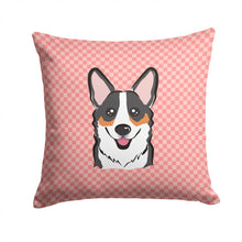Load image into Gallery viewer, Checkerboard Pink Corgi Canvas Throw Pillow - 14x14 Decorative Pillow – Art for Your Home &amp; Patio BB1255PW1414