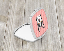 Load image into Gallery viewer, Checkerboard Pink Corgi Compact Mirror – Stylish Purse Mirror with Artistic Covers BB1255SCM