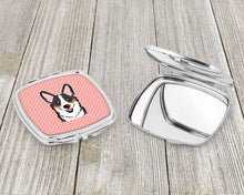 Load image into Gallery viewer, Checkerboard Pink Corgi Compact Mirror – Stylish Purse Mirror with Artistic Covers BB1255SCM