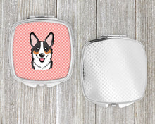 Load image into Gallery viewer, Checkerboard Pink Corgi Compact Mirror – Stylish Purse Mirror with Artistic Covers BB1255SCM