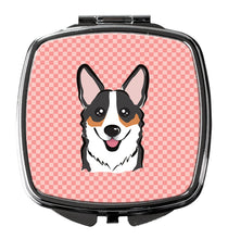 Load image into Gallery viewer, Checkerboard Pink Corgi Compact Mirror – Stylish Purse Mirror with Artistic Covers BB1255SCM