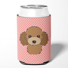 Load image into Gallery viewer, Checkerboard Pink Chocolate Brown Poodle Can or Bottle Hugger BB1256CC