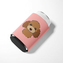 Load image into Gallery viewer, Checkerboard Pink Chocolate Brown Poodle Can or Bottle Hugger BB1256CC