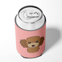 Load image into Gallery viewer, Checkerboard Pink Chocolate Brown Poodle Can or Bottle Hugger BB1256CC