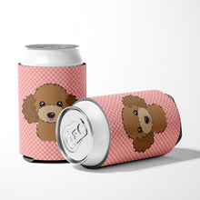 Load image into Gallery viewer, Checkerboard Pink Chocolate Brown Poodle Can or Bottle Hugger BB1256CC