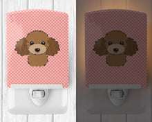 Load image into Gallery viewer, Checkerboard Pink Chocolate Brown Poodle Ceramic Night Light BB1256CNL