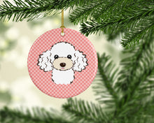 Load image into Gallery viewer, Checkerboard Pink White Poodle Ceramic Ornament BB1257CO1