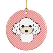 Load image into Gallery viewer, Checkerboard Pink White Poodle Ceramic Ornament BB1257CO1