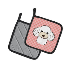 Load image into Gallery viewer, Checkerboard Pink White Poodle Pot Holders - Set of 2 - Heat-Resistant Kitchen Essentials BB1257PTHD