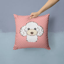 Load image into Gallery viewer, Checkerboard Pink White Poodle Canvas Throw Pillow - 14x14 Decorative Pillow – Art for Your Home &amp; Patio BB1257PW1414