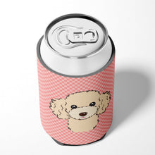 Load image into Gallery viewer, Checkerboard Pink Buff Poodle Can or Bottle Hugger BB1258CC