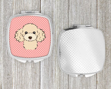 Load image into Gallery viewer, Checkerboard Pink Buff Poodle Compact Mirror – Stylish Purse Mirror with Artistic Covers BB1258SCM