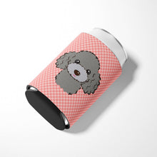 Load image into Gallery viewer, Checkerboard Pink Silver Gray Poodle Can or Bottle Hugger BB1259CC