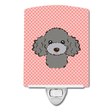 Load image into Gallery viewer, Checkerboard Pink Silver Gray Poodle Ceramic Night Light BB1259CNL