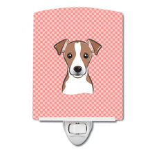 Load image into Gallery viewer, Checkerboard Pink Jack Russell Terrier Ceramic Night Light BB1260CNL