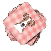 Load image into Gallery viewer, Checkerboard Pink Jack Russell Terrier Coasters - Set of 4 Lightweight Foam, Absorbent Drink Coasters BB1260FC
