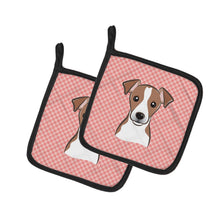 Load image into Gallery viewer, Checkerboard Pink Jack Russell Terrier Pot Holders - Set of 2 - Heat-Resistant Kitchen Essentials BB1260PTHD