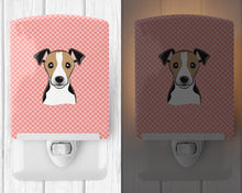 Load image into Gallery viewer, Checkerboard Pink Jack Russell Terrier Ceramic Night Light BB1261CNL