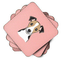 Load image into Gallery viewer, Checkerboard Pink Jack Russell Terrier Coasters - Set of 4 Lightweight Foam, Absorbent Drink Coasters BB1261FC