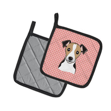 Load image into Gallery viewer, Checkerboard Pink Jack Russell Terrier Pot Holders - Set of 2 - Heat-Resistant Kitchen Essentials BB1261PTHD