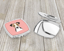 Load image into Gallery viewer, Checkerboard Pink Jack Russell Terrier Compact Mirror – Stylish Purse Mirror with Artistic Covers BB1261SCM