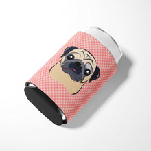 Load image into Gallery viewer, Checkerboard Pink Fawn Pug Can or Bottle Hugger BB1262CC