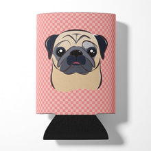 Load image into Gallery viewer, Checkerboard Pink Fawn Pug Can or Bottle Hugger BB1262CC