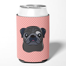 Load image into Gallery viewer, Checkerboard Pink Black Pug Can or Bottle Hugger BB1263CC