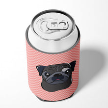 Load image into Gallery viewer, Checkerboard Pink Black Pug Can or Bottle Hugger BB1263CC