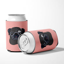 Load image into Gallery viewer, Checkerboard Pink Black Pug Can or Bottle Hugger BB1263CC