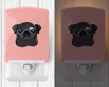 Load image into Gallery viewer, Checkerboard Pink Black Pug Ceramic Night Light BB1263CNL