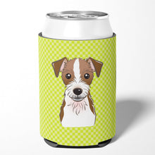 Load image into Gallery viewer, Checkerboard Lime Green Jack Russell Terrier Can or Bottle Hugger BB1264CC