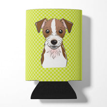 Load image into Gallery viewer, Checkerboard Lime Green Jack Russell Terrier Can or Bottle Hugger BB1264CC