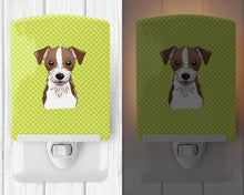 Load image into Gallery viewer, Checkerboard Lime Green Jack Russell Terrier Ceramic Night Light BB1264CNL