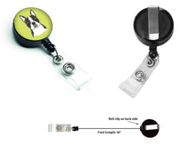Load image into Gallery viewer, Checkerboard Lime Green Boston Terrier Retractable Badge Reel BB1265BR