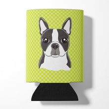 Load image into Gallery viewer, Checkerboard Lime Green Boston Terrier Can or Bottle Hugger BB1265CC