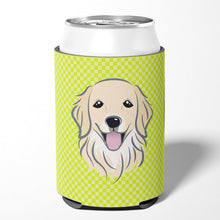 Load image into Gallery viewer, Checkerboard Lime Green Golden Retriever Can or Bottle Hugger BB1267CC