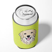Load image into Gallery viewer, Checkerboard Lime Green Golden Retriever Can or Bottle Hugger BB1267CC