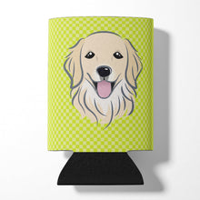Load image into Gallery viewer, Checkerboard Lime Green Golden Retriever Can or Bottle Hugger BB1267CC